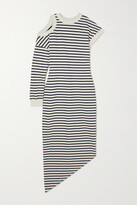 Thumbnail for your product : A.W.A.K.E. Mode Asymmetric Striped Organic Cotton-jersey Dress - White
