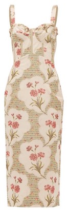 Brock Collection Pelagia Floral-print Corseted Midi Dress - Beige Multi