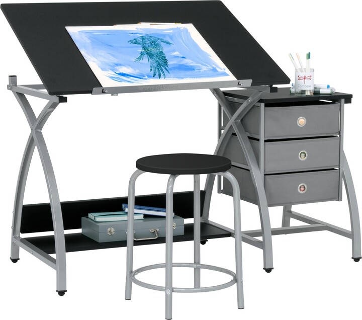 Studio Designs HOME Studio Designs Comet Center Plus Drawing Table with Stool