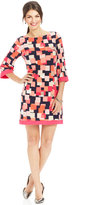 Thumbnail for your product : Jessica Howard Three-Quarter-Sleeve Geo-Print Shift