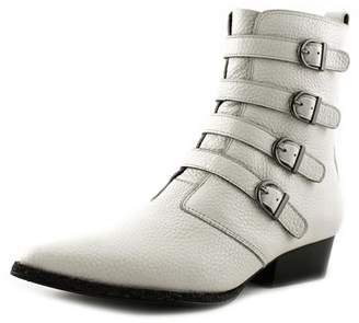 Calvin Klein Jeans Kitty Women Pointed Toe Leather White Mid Calf Boot.