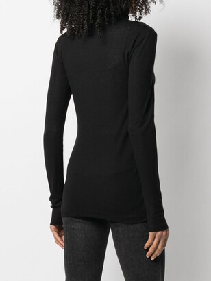 Closed roll-neck long-sleeve T-shirt