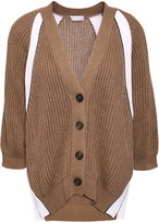 Thumbnail for your product : Brunello Cucinelli Bead-embellished Ribbed Cotton Cardigan