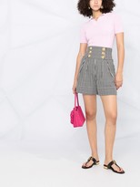 Thumbnail for your product : Balmain High-Waisted Embossed-Button Check Shorts