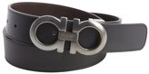 Thumbnail for your product : Ferragamo black and hickory leather gancini reversible belt