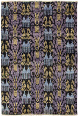 Isabelline One-of-a-Kind Winterview Hand-Knotted 2010s Mogul Black/Purple 6' x 9'3\
