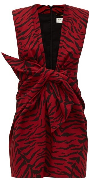 red black animal print dress
