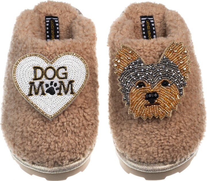 Laines London Brown Teddy Closed Toe Slippers With Lady The