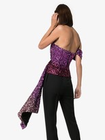 Thumbnail for your product : Halpern One Shoulder Draped Sequin Top