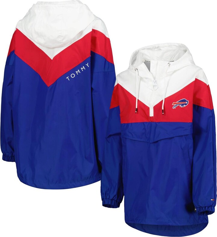 Tommy Hilfiger Women's White, Red Buffalo Bills Staci Half-Zip Hoodie Windbreaker Jacket - White, Red