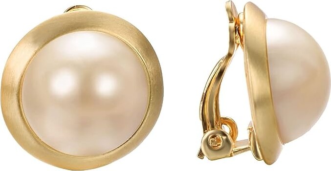 JOLCHIF Cz Clip on Pearl Earrings for Women Vintage 18K Gold Plated Clip Earrings Non Pierced Ear Jewelry Gifts