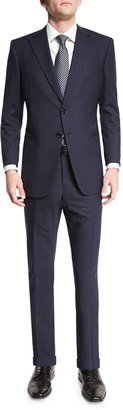 Giorgio Armani Taylor Textured Herringbone Wool Suit, Navy