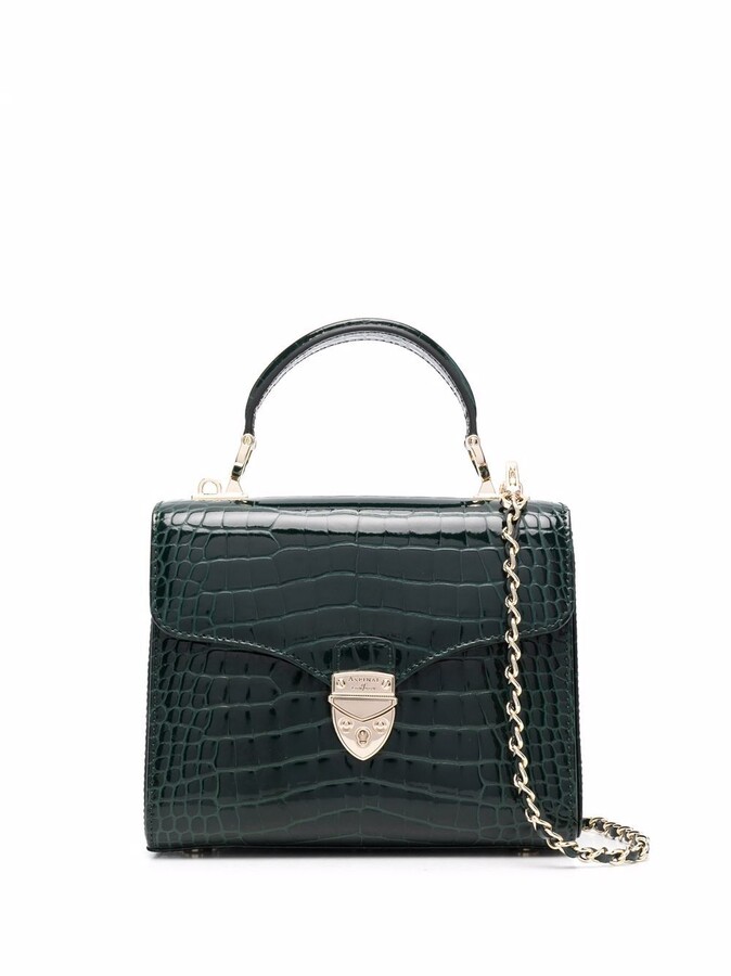 Aspinal of London Mayfair midi crocodile-embossed bag - ShopStyle