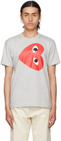 Thumbnail for your product : Comme des Garçons PLAY Grey & Red Horizontal Heart T-Shirt