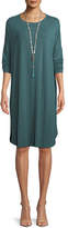 Thumbnail for your product : Eileen Fisher Long-Sleeve Boxy Jersey Knee-Length Dress