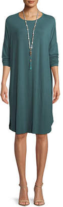 Eileen Fisher Long-Sleeve Boxy Jersey Knee-Length Dress