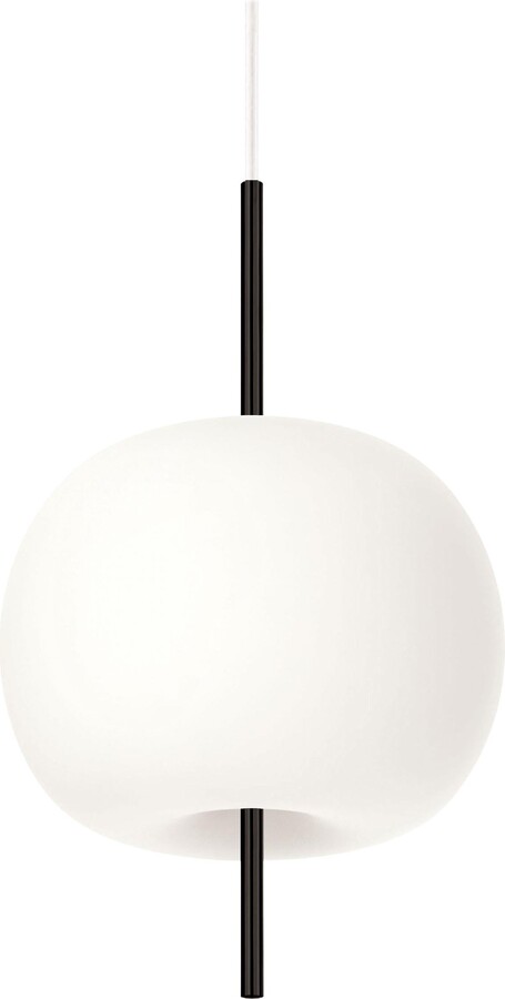 Small 'kushi' Opaline Glass And Metal Suspension Lamp For Kdln In Black