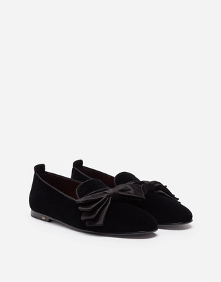 Dolce & Gabbana Velvet slippers with satin bow