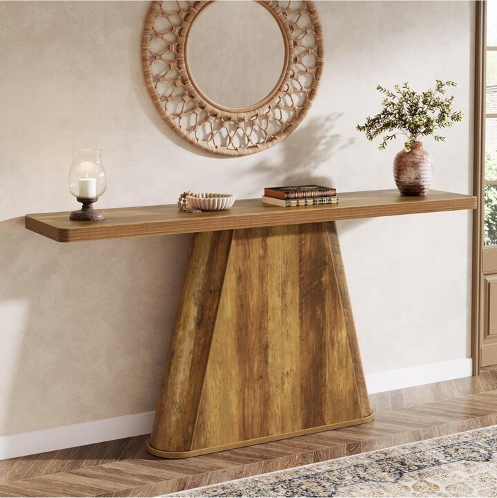 Tribesigns 63-Inch Long Entryway Table Wooden Sofa Table Behind Couch Farmhouse Console Furniture for Entrance Hallway Foyer Living Room