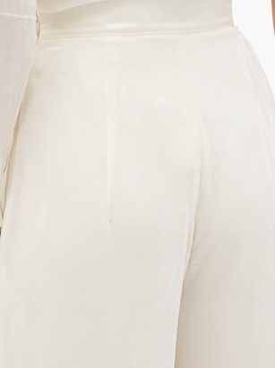 Vika Gazinskaya Draped Wide-leg Velvet Trousers - White