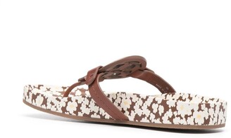 Tory Burch Floral-Print Leather Sandals