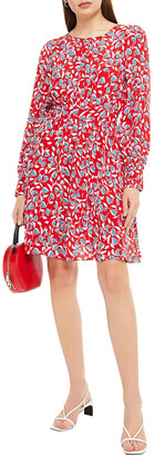 By Ti Mo Gathered Floral-print Crepe De Chine Dress