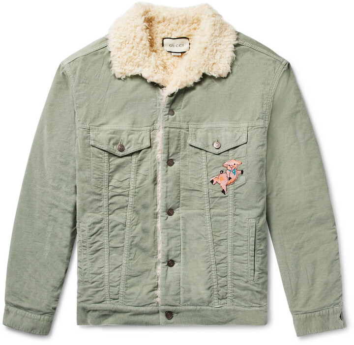 gucci corduroy jacket with buttons embroidery