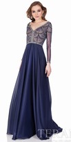Thumbnail for your product : Terani Couture Seashell Embroidered Chiffon Evening Gown