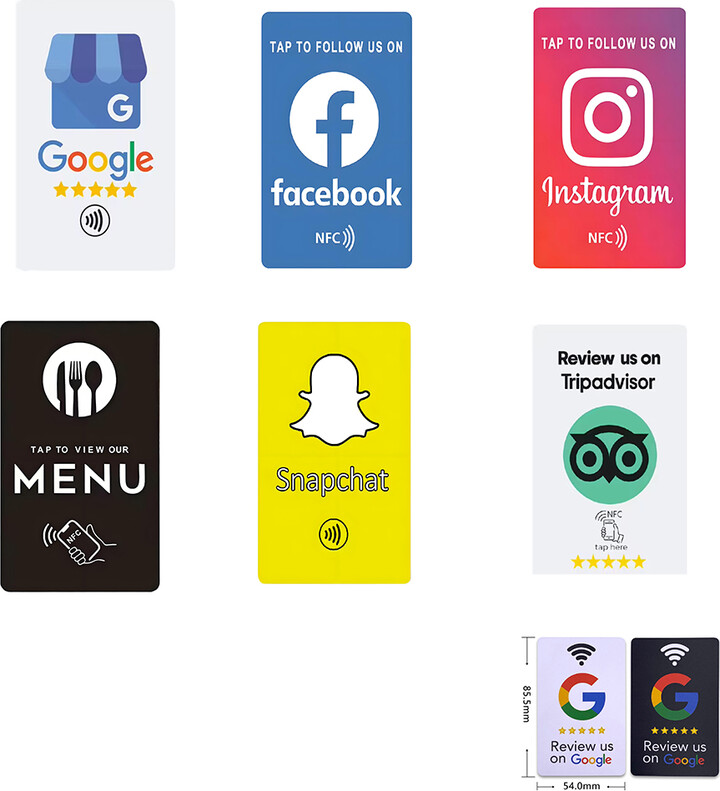 Instagram Facebook Google Tripadvisor Trustpilot Review NFC Tap Card N-TAG 215 506bytes NFC Tag