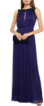 Amanda Wakeley Nakai Bead-embellished Pleated Silk-tulle Maxi Dress