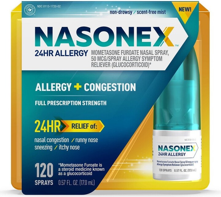 Nasonex 24HR Non Drowsy Mometasone Furoate Allergy Medicine Nasal Spray