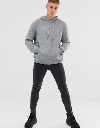 Cotton On knitted hoodie in gray marl