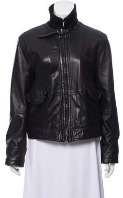 Giorgio Armani Leather Zip-Up Jacket