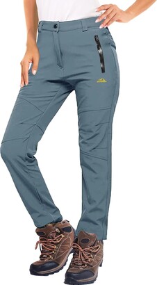 MAGCOMSEN Women's Durable Walking Trousers Hiking Pants with Fleece Lined Quick  Dry Soft Shell Pants Light Blue - ShopStyle