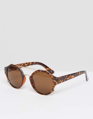 Quay Round Cross Bar Sunglasses In Brown Tortoise