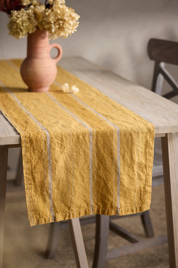 Amber Stripe Linen Table Runner at Terrain