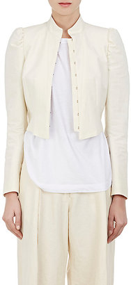 Dries Van Noten Women's Bach Puff-Shoulder Cotton-Linen Crop Jacket