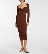 Thumbnail for your product : Self-Portrait Lace-detail ribbed-knit midi dress