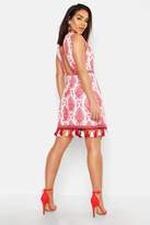 Thumbnail for your product : boohoo Tassle Hem Lace Shift Dress
