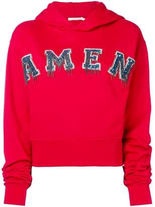 Amen embellished logo hoodie