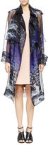 Thumbnail for your product : Lanvin Printed Silk Organza Trench Coat, Navy