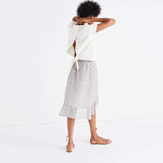 Madewell Ruffle-Wrap Midi Skirt in Shadowpetal