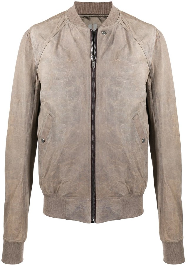 Rick Owens Creased Effect Leather Jacket - ShopStyle