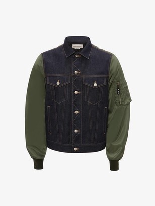 Alexander McQueen Blue Denim Gabardine Sleeve Jacket - ShopStyle