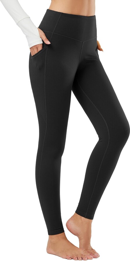 BALEAF Women's Fleece Lined Leggings Thermal Tights with Pockets Winter  Warm High Waisted Yoga Pants Black L - ShopStyle