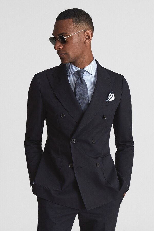 Reiss Navy Class Double Breasted Blazer ShopStyle