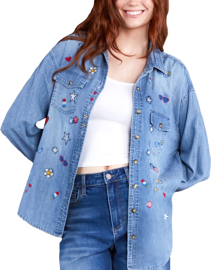 BILLY T Celebration Embroidered Chambray Shirt