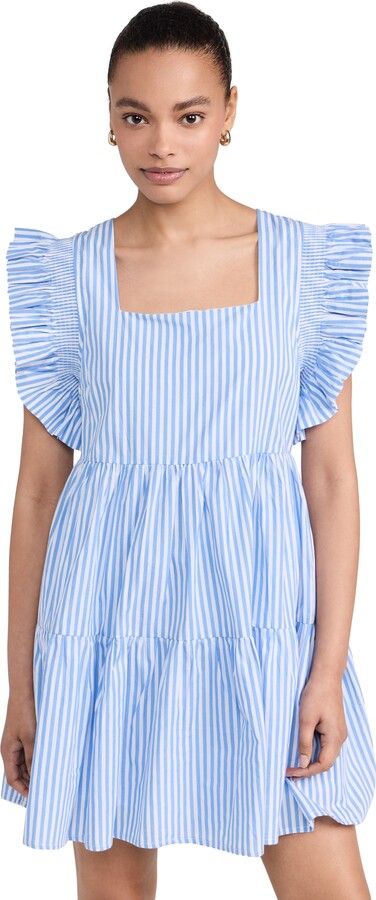 ENGLISH FACTORY Stripe Square Neckline Mini Dress