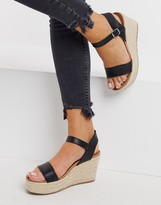 Thumbnail for your product : New Look faux leather espadrille wedges in black