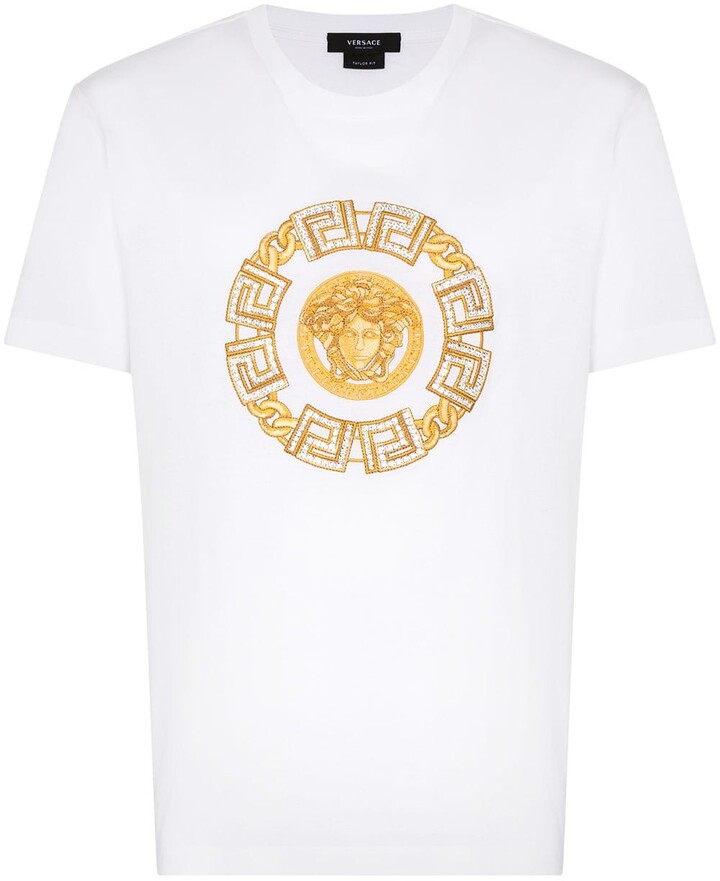 Versace Medusa embroidered T-shirt - ShopStyle